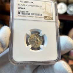 10 Centavos De Cuba Ms63  De Cuba 