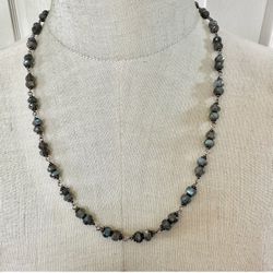 labradorite  sterling silver  long beaded necklace