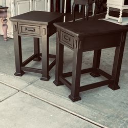 SOLID OAK MISSION STYLE NIGHT STANDS IR END TABLES