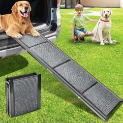 Dog Ramp for Car, 63" Long & 17.3" Wide Dog Car Ramp with Non-Slip Rug Surface, Folding Dog Ramps for Large Dogs, Outdoor Dog Ramp Up to 250 LBS 