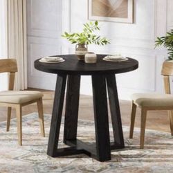 Tribesigns Roesler Black Wood 31.5 in. Pedestal Round Dining Table Kitchen Table for Small Space, Dining Room, Kitchen Seats 4 Brand New still in the 