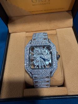 Iced Out Moissanite Skeleton Watch