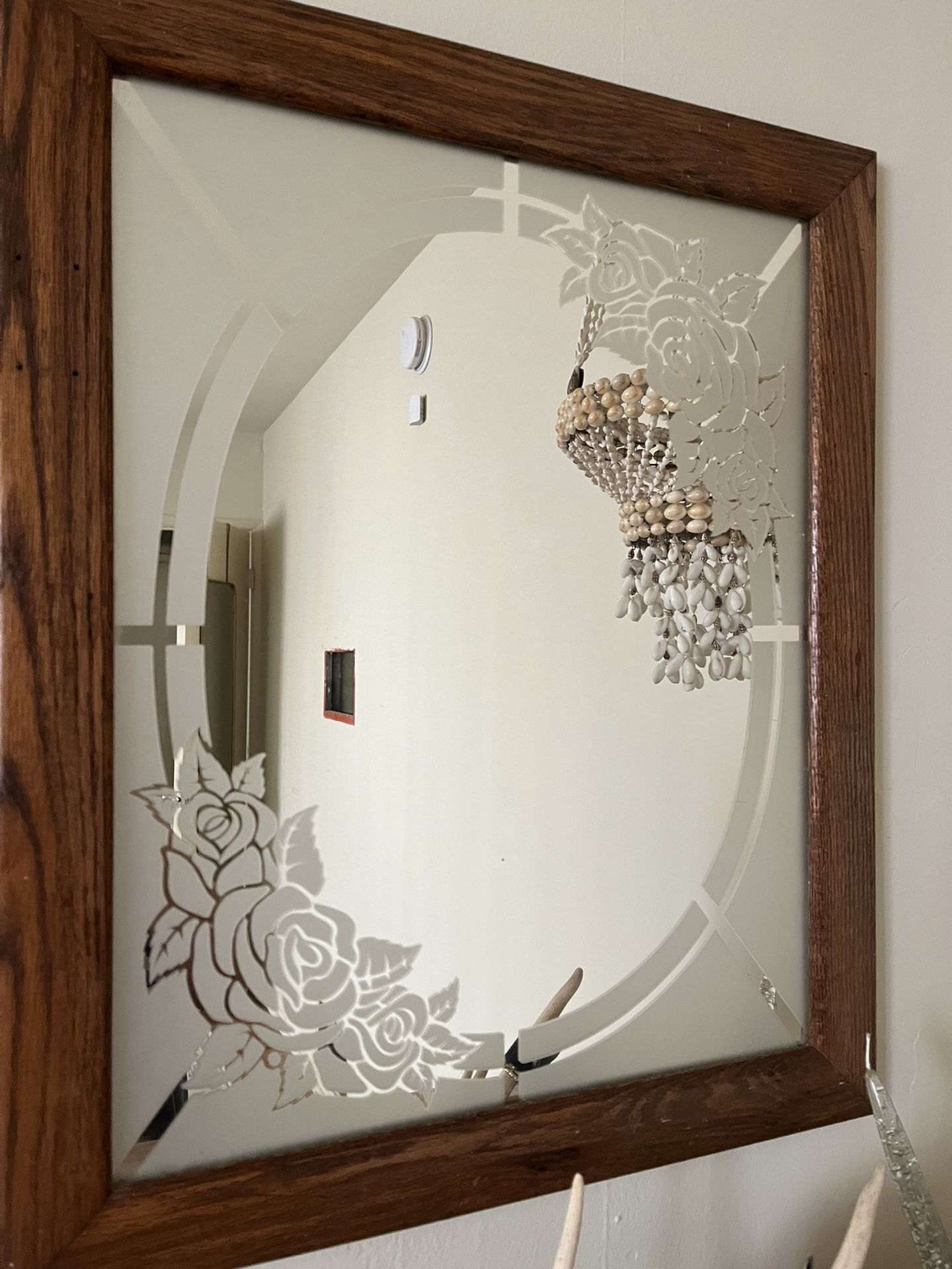 Vintage Rose Etched Mirror