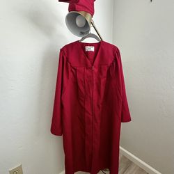 Red Graduation Cap & Gown Set