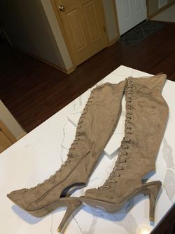 Beige High Thigh Boots Size 10