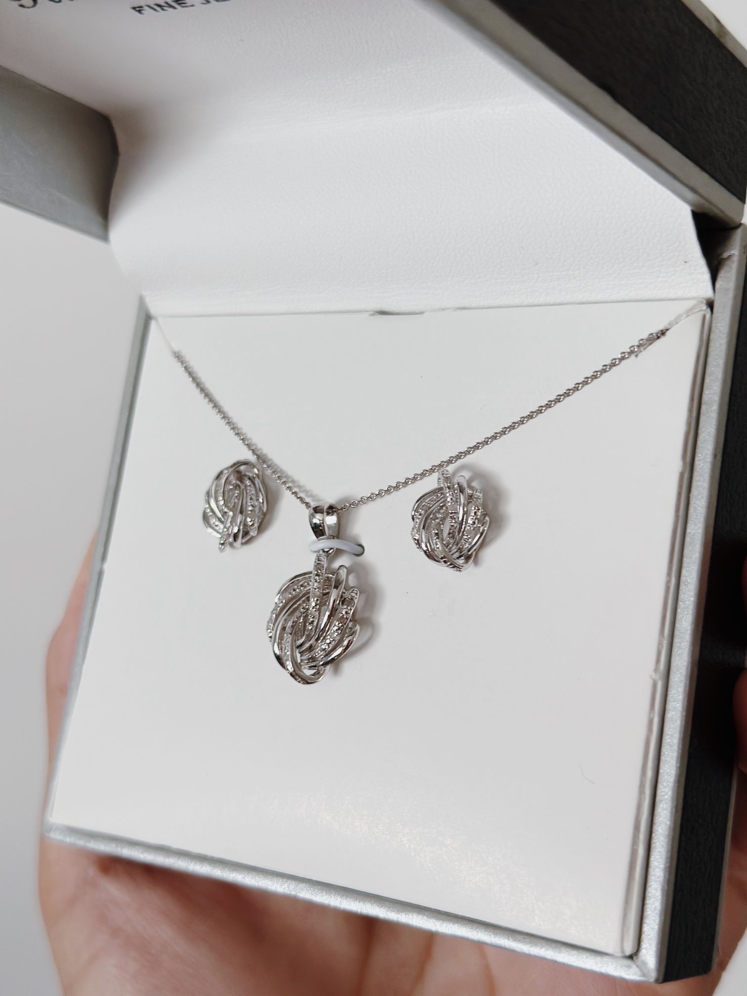 Sterling Silver Twist Necklace & Earring Set