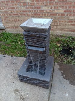 Electric Outdoor Patio Fountain and Propane Fireplace 2 in 1