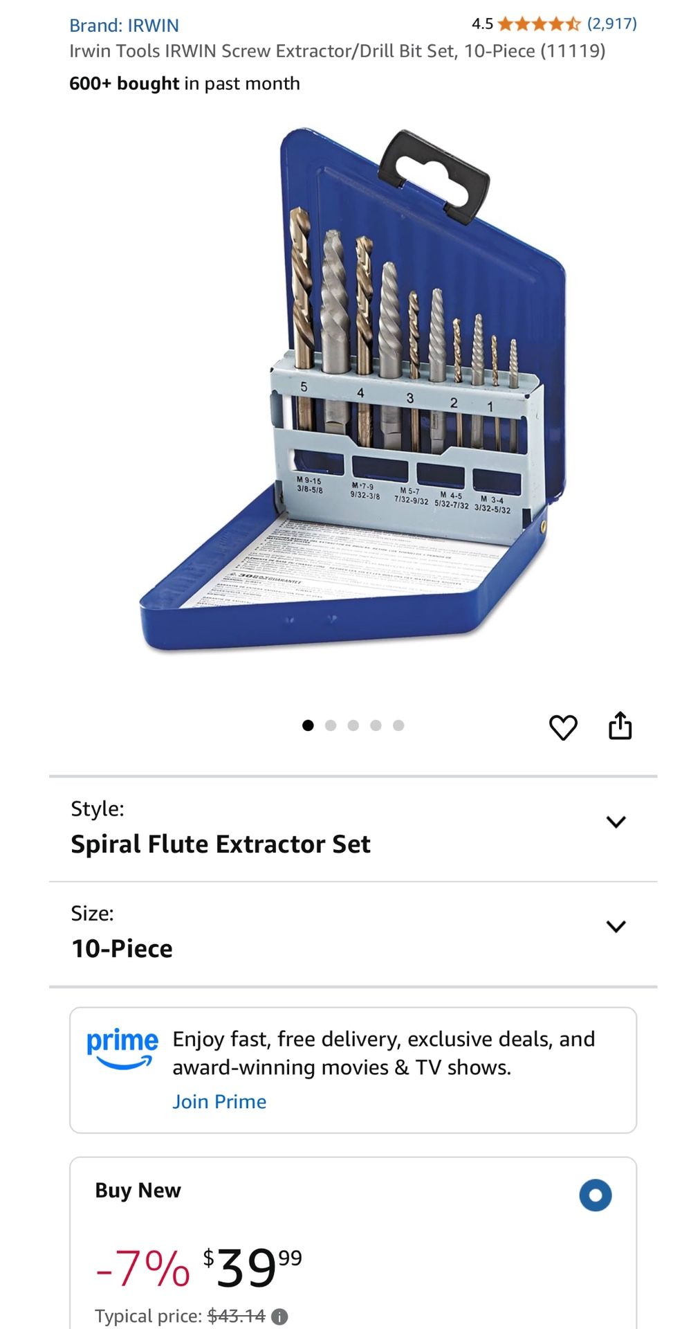 Irwin Tools IRWIN Screw Extractor/Drill Bit Set, 10-Piece (11119)