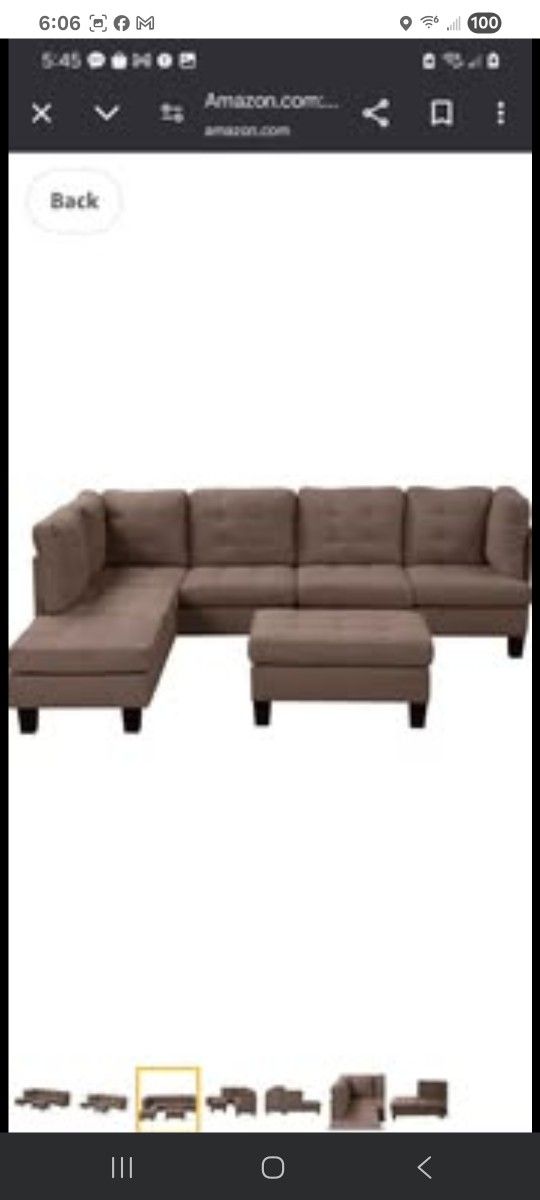 Modern Sectional Sofa L Shaped Couch with Reversible Chaise & Ottoman