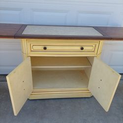 Rolling Cabinet Marble Inlay  Vintage