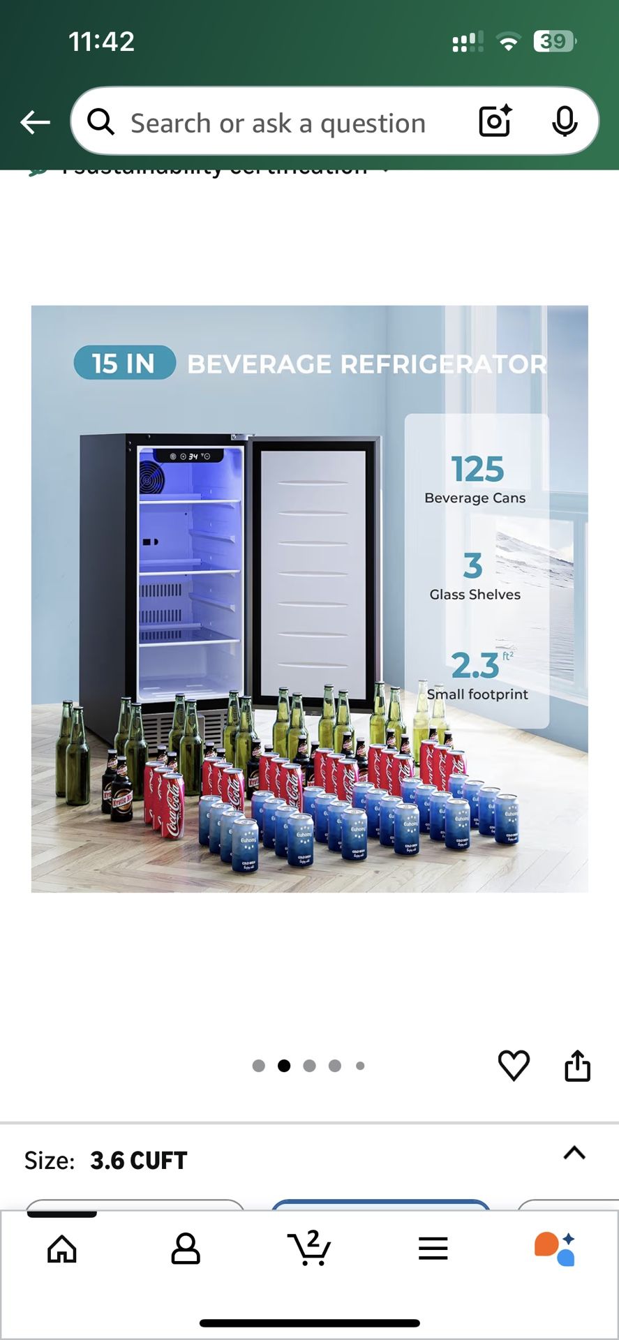 15 Inch Under Counter Beverage Refrigerator, 125 Can Beverage Fridge with Stainless Steel Door for Beer Wine Soda, Beverage Cooler Built-in and Drink 