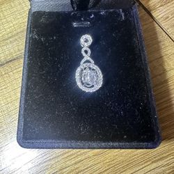 Mossinite Center Pendent With Natural Diamonds