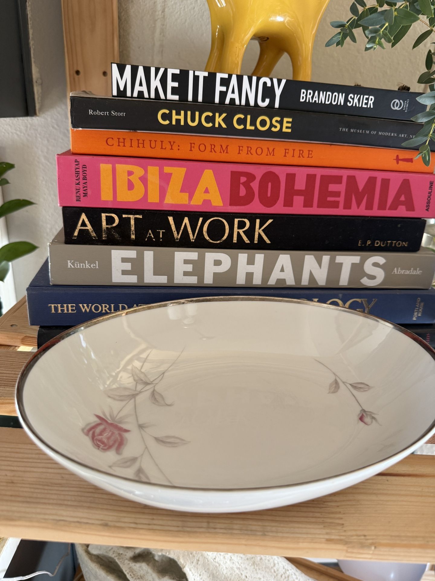 Japanese Silver Rimmed Serving Bowl Dusty Rose