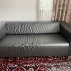 3 Black leather couch 