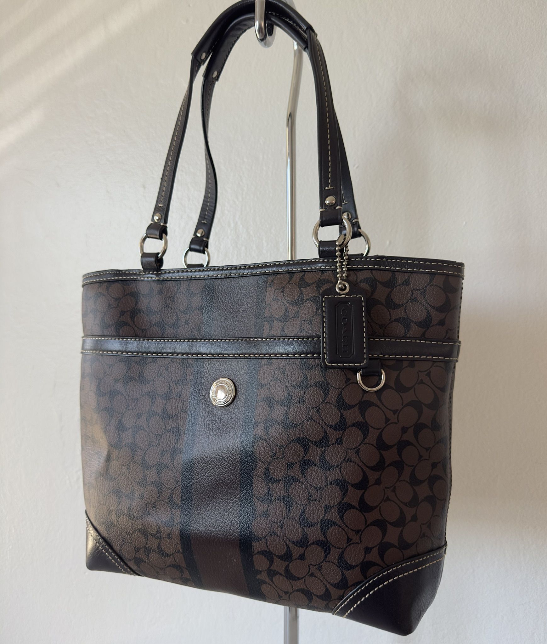 Coach Signature C Embossed Leather Heritage Tote Purse