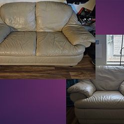 Leather loveseat and armchair
