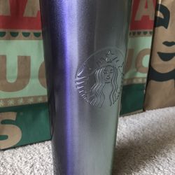New Starbuck Holiday 2020 Stainless Steel 24oz Purple Green Blue Ombré Cold Cup