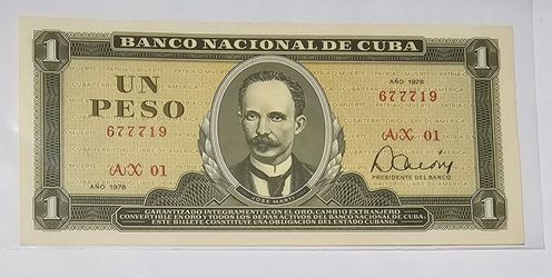 1 Peso 1978 Marti Banco Nacional Replacement