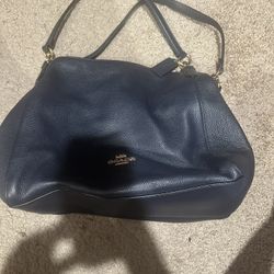 Coach Shoulder Bag, Navy Blue Like New