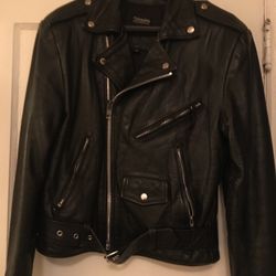 Thinsulate (Thermal Insulation) Black Leather Motorcycle Jacket - Women’s XS