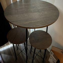 Small Bar Height Table And 2 Stools