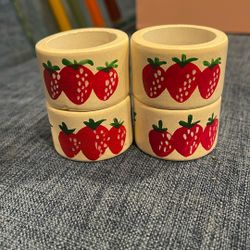 Vintage Wooden Strawberry Napkin Rings