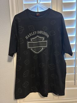 VTG 90’S HARLEY DAVIDSON SINGLE STITCH AOP SHEILD VEGAS BLACK T SHIRT SIZE XL