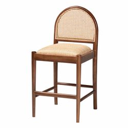 Maryland Natural Rattan and Acacia Wood Counter Stool