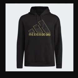 RARE - Adidas Mexico De Oro Black Gold DNA Hoodie - Front & Back Logo