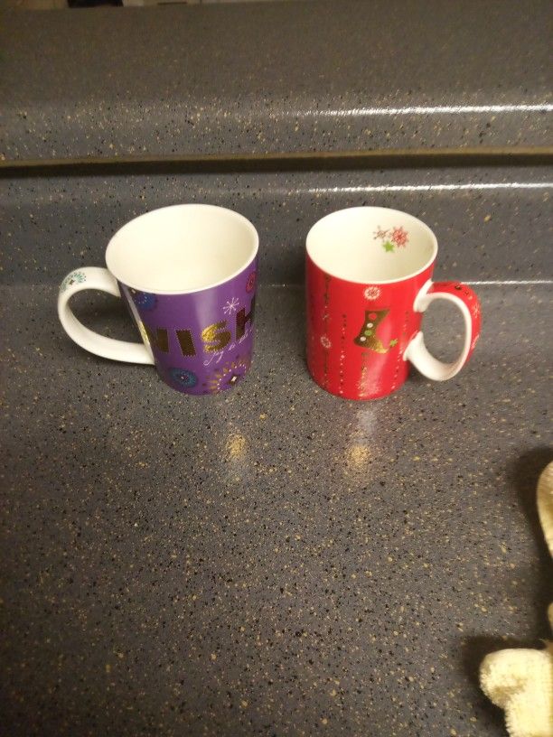 Starbucks Coffee 2006 Holiday Christmas Mugs Lot Of 2 14 Oz