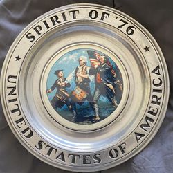 Vintage Pewter Plate Spirit of 76 United States of America