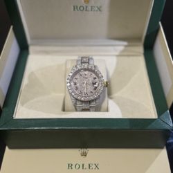 Rolex Diamond VVS Moissanite Bust Down Men's Watch