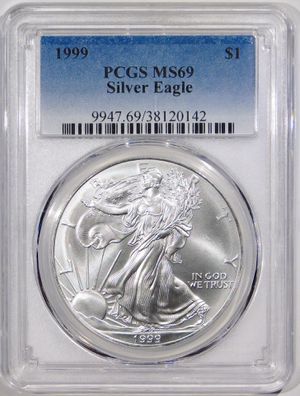 Photo 1999 $1 American Silver Eagle PCGS MS-69