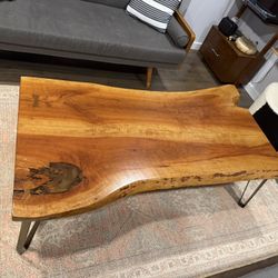 Handmade Solid cherry Wood Coffe Table Live Edge 
