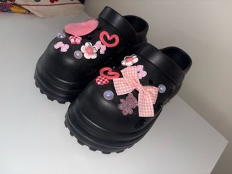 Chunky croc platform clog bling charm sandals