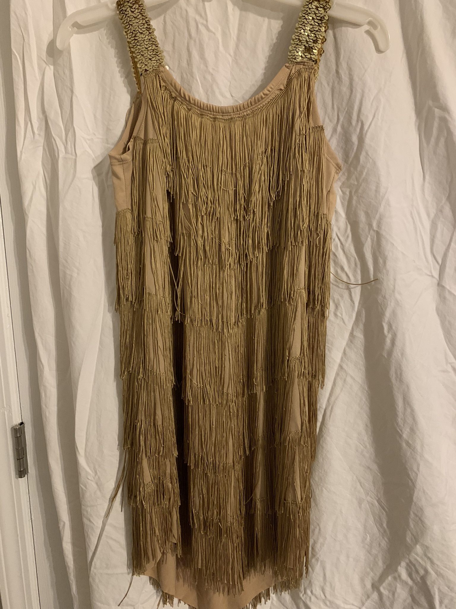 Gold Flapper Mini Dress - Size Small and Headpiece (optional)
