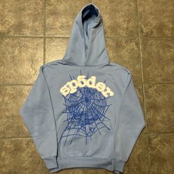 Sp5der hoodie-light blue- size S