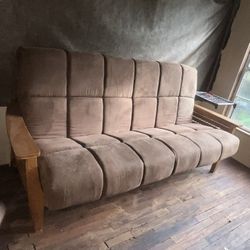 Brown Microsuede Tufted Futon 