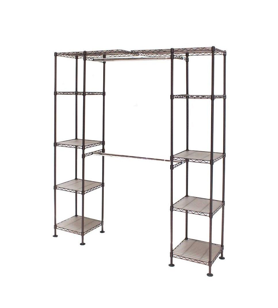 Seville Classics Expandable Double-Rod Clothes Rack Closet Organizer System, 58" to 83" W x 14" D x 72"