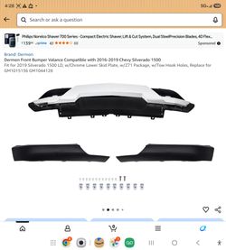 Dorman Front Bumper Valance Silverado Z71 With  Chrome Skid Plate Opening for Tow Hooks