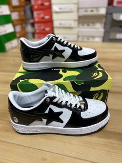 BAPE Bapesta Low-Top Black White Patent