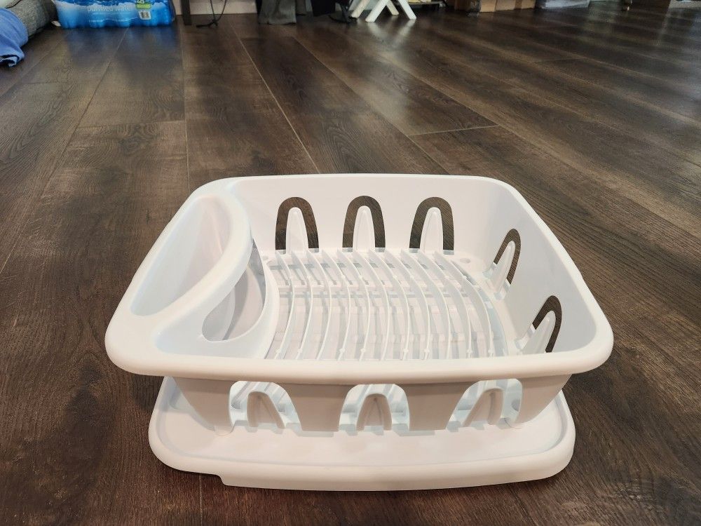 Sterilite Plastic Sink Drying Rack Set - White, clean, good condition
