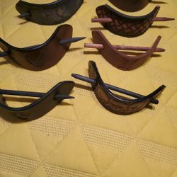 Genuine handmade leather barrette, ponytail holders