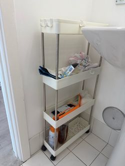 White 4-Tier Slim Rolling Storage Cart