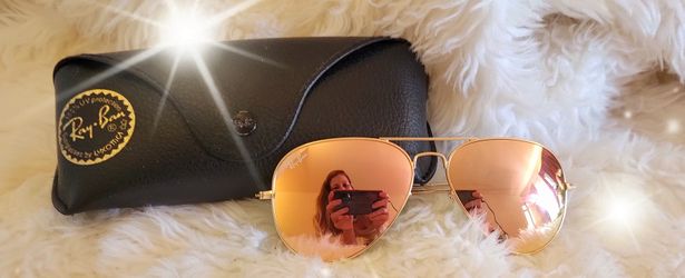 AUTHENTIC Rose Gold Ray Bans Mirrored Aviators 