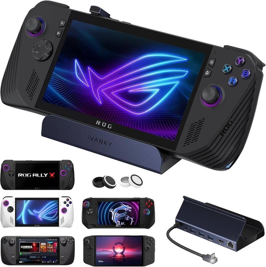 new 8-in-1 Docking Station 4K@144Hz for ASUS ROG Ally X/Valve Steam Deck OLED/Lenovo Legion Go S/MSI Claw, ROG Alloy/Stream Deck Dock Hub, HDMI 2.1, 1