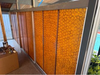 Mid century modern fiberglass sliding doors
