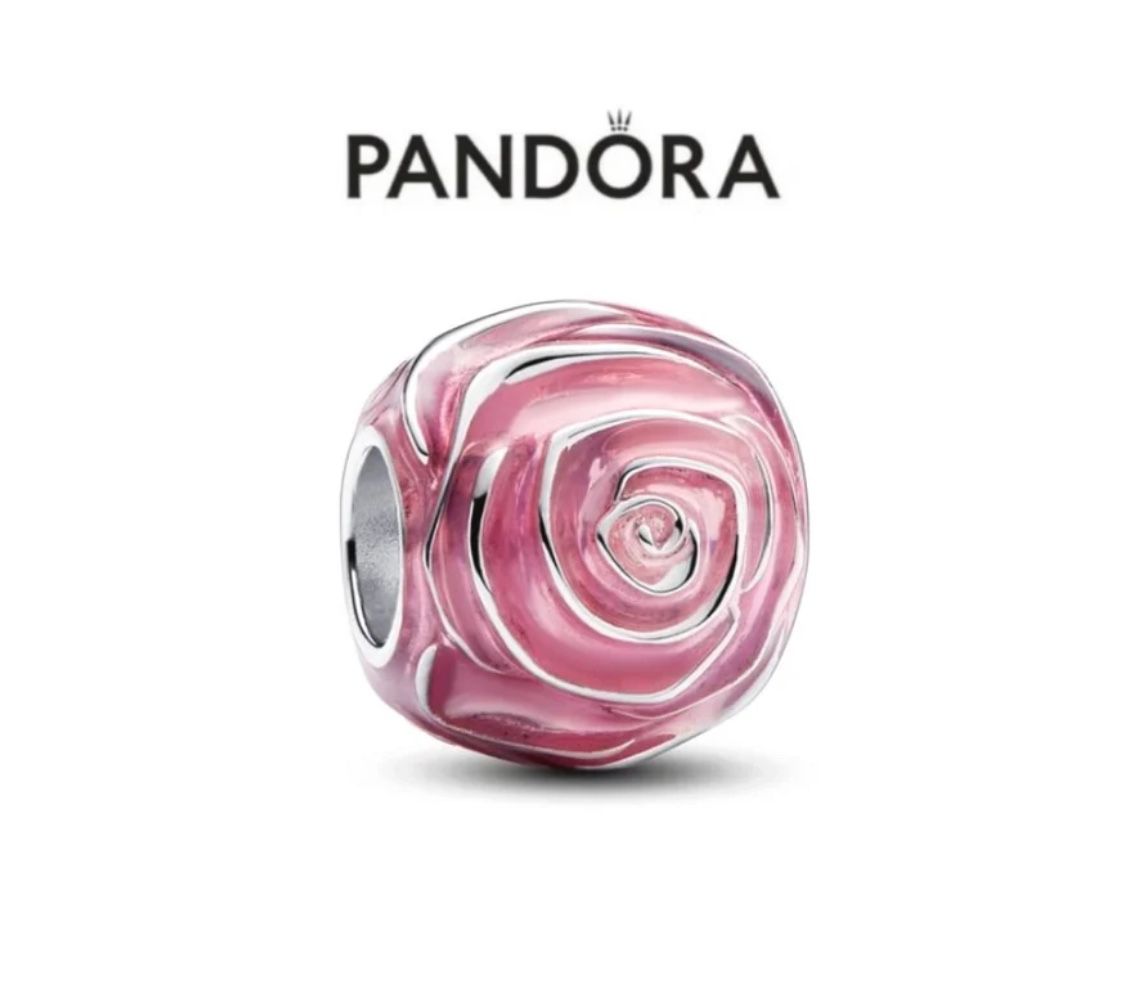 PANDORA Pink Rose in Bloom Charm