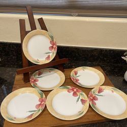 6 Corelle PACIFIC BLOOM Salad Plates/dessert plates
