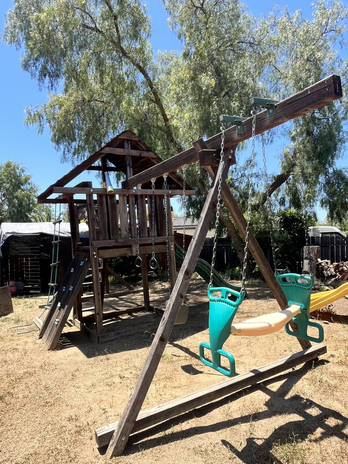 Swing Set With Monkey Bars By Kid Creations, Redwood